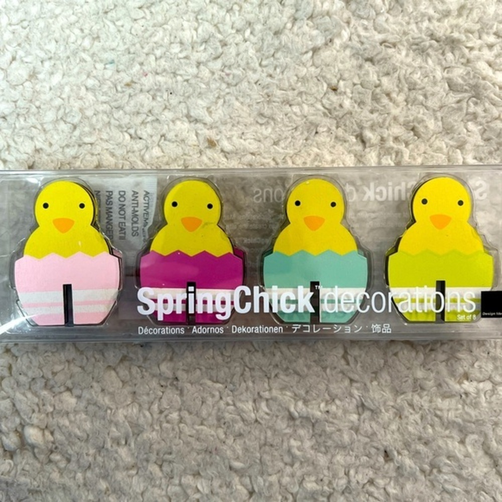 Design Ideas "Spring Chicks" Wood Slotted Decorations, Set of 8 Colorful Peeps